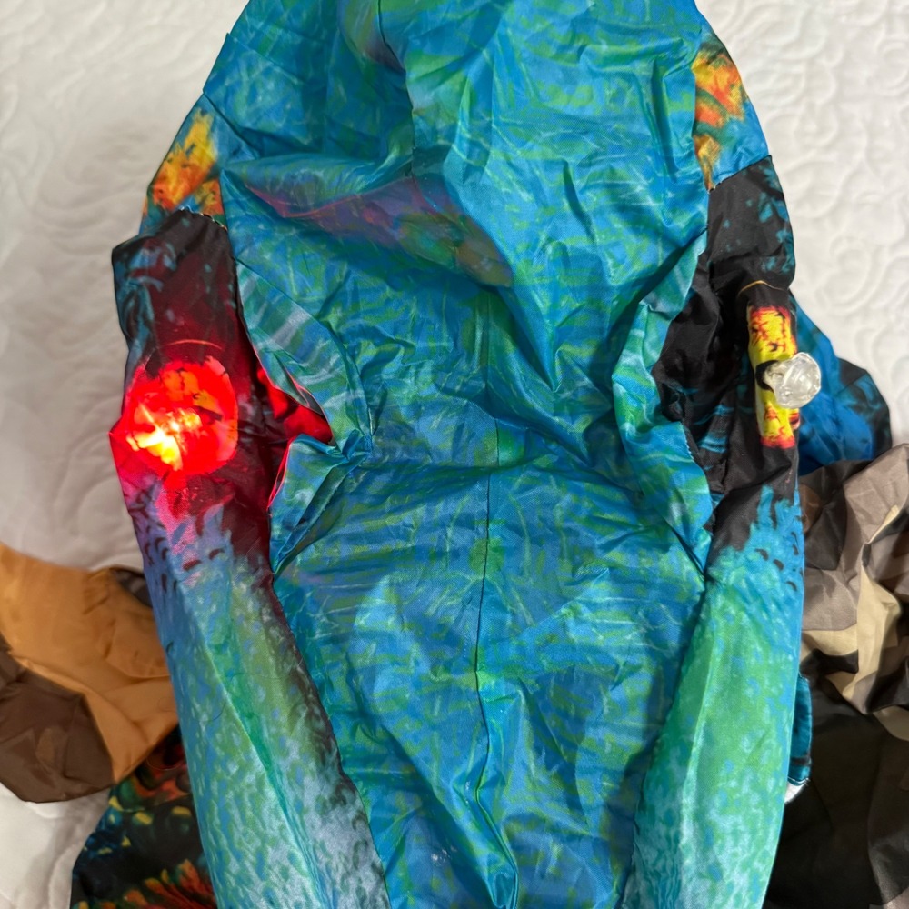 Puff Me Up Ride A Raptor Inflatable Costume Child 7-10 Blue Good Light Up - Picture 4 of 5